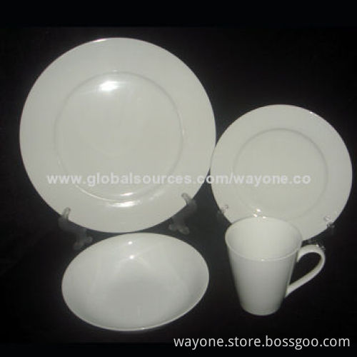 16-piece Super White Dinnerware Set, Round Shape, Food and Dishwasher Safe, Lead-free